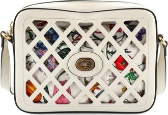 Gucci Camera Cutout Leather with Flora Canvas Small crossbody bag - Veelkleurig