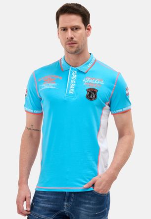 Cipo & Baxx Poloshirt CIPO & BAXX, Herren, Gr. 4XL, turquoise, Jersey, Obermaterial: 95% Baumwolle, 5% Elasthan, kontrastfarbene Details, mehrfarbig, regular fit 