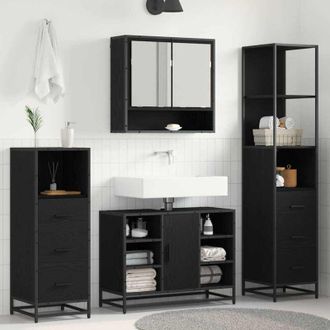 vidaXL vidaXL Set di mobili per il bagno 3 pcs Rovere Nero Legno multistrato
