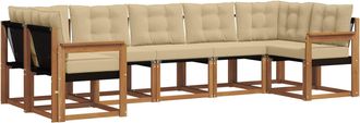 vidaXL Conjunto De Sof&aacute;s De Exterior 7 Uds. Natural Y Beige Vidaxl