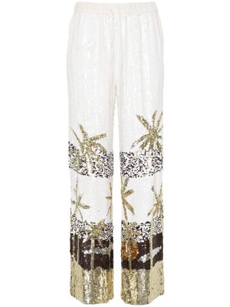 P.A.R.O.S.H. Pantaloni a gamba ampia con paillettes - Bianco