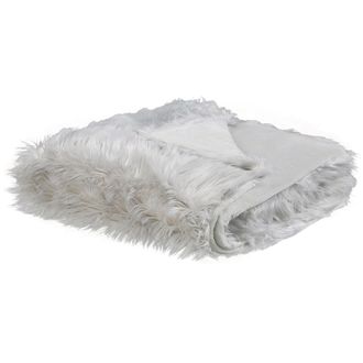 Beliani Beliani - Manta De Acr&iacute;lico Gris Claro 200 X 220 Cm Poli&eacute;ster Pelo Largo Dormitorio Delice