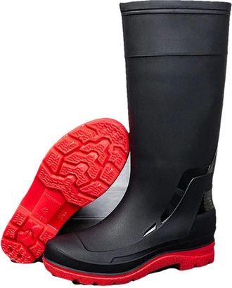 Generic Mens Water Boots Plus fleece Warm Rain Fishing Outdoor Waterproof Rain Gardening Long-Tube Water Shoes