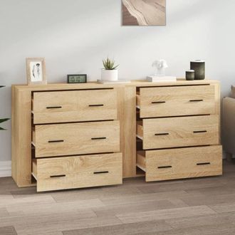 Berkfield Home Sideboards 2 pcs Sonoma Oak Engineered Wood in Light Tan