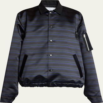 sacai Mens Multi-Stripe Satin Blouson Jacket