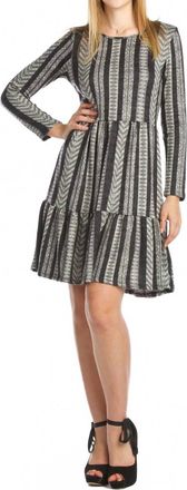 Papillon Geo Tiered Stretch Sweater Dress In Grey
