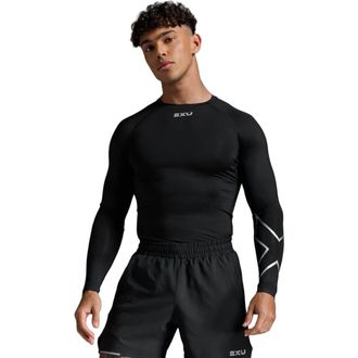 2XU Mens Core Compression Long Sleeve in Black/silver at Nordstrom, Size Xxx-Large