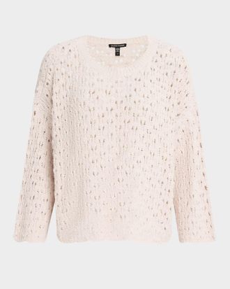 Eileen Fisher Scalloped Lace-Stitch Sweater