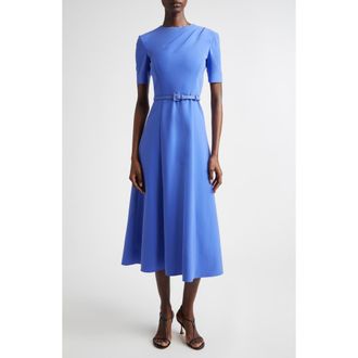 Carolina Herrera Belted Crepe Midi Dress in Bluebell at Nordstrom, Size 16