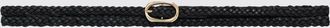 Anine Bing Slim Woven Black Leather Belt with Gold Buckle
