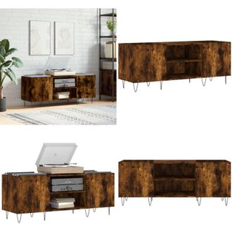 vidaXL Mobile Porta Dischi Rovere Fumo 121x38x48 cm Legno Multistrato - Mobile per giradischi - Mobile in legno multistrato