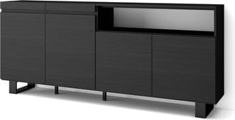 Skraut Home Aparador efecto madera negro 200x35x87cm con patas