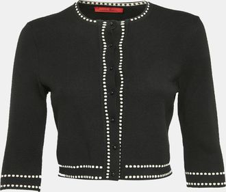 Carolina Herrera Black Knit Short Sleeve Cardigan