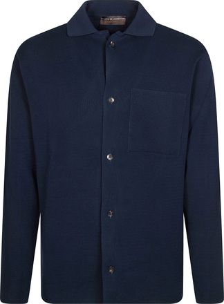 FILIPPO DE LAURENTIIS Dark Navy Knit Shirt Jacket