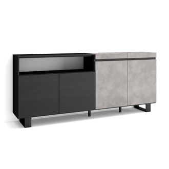 Skraut Home Aparadores Para Sal&oacute;n, Gran Capacidad De Almacenaje, 200x87x35cm, 4 Puertas, Dise&ntilde;o Industrial, Estilo Moderno, Gris Cemento - Skraut Home