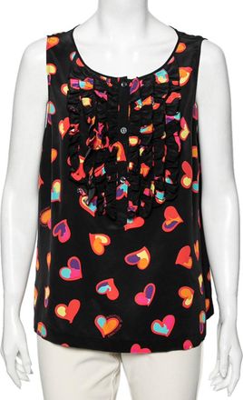 Moschino Boutique Moschino Black Heart Print Silk Top