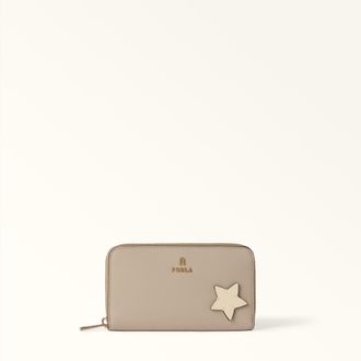 Furla Camelia Zip Around L Toni Butter White Sidney Calf Leather + Patch Star Woman