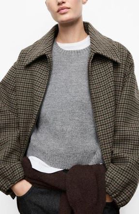 Mango Houndstooth Check Wool Blend Jacket in Brown at Nordstrom Rack, Size Medium