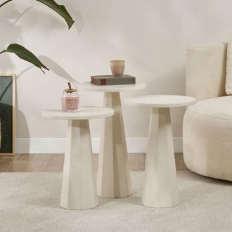 Asir Group LLC Juego de 3 mesas bajas blancas H57/H52/H47 cm - LILYUM