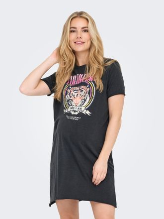 Only Shirtkleid ONLY MATERNITY OLMLUCY S/S ANIMAL DRESS JRS, Damen, Gr. M, N-Gr, phantom print:lionheart, Jersey, Obermaterial: 100% Baumwolle, bedruckt, r