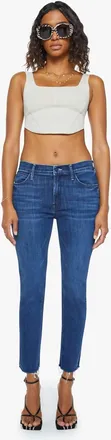 Mother Mid Rise Dazzler Ankle Fray Straight Leg Jeans In Fancy