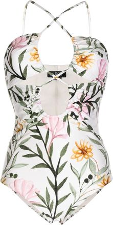 PatBo Jasmine lace-up cut-out swimsuit - women - Nylon/Elastane - S - Neutrals