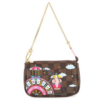 Louis Vuitton Damier Damier Canvas Ebene Pink Pochette (Pre-Owned)