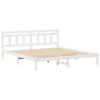 Berkfield Home with Headboard White 200 x 200 cm Solid pine wood