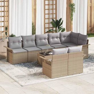 vidaXL Vidaxl - Conjunto De Sof&aacute; De Jard&iacute;n Con Coj&iacute;n 9 Pcs Beige Polirat&aacute;n