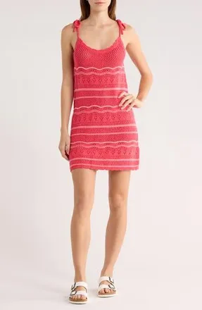Abound Stripe Open Knit Minidress in Pink Ribbon Multi at Nordstrom Rack, Size X-Small