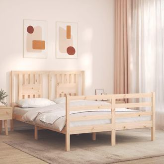 Berkfield Home Bed Frame with Headboard Double Solid Wood in Brown