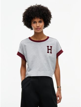 Tommy Hilfiger Womens Varsity H-Logo T-Shirt - Grey Heather - XL