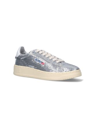 Autry Sequin-Embellished Low-Top Sneakers - Silver
