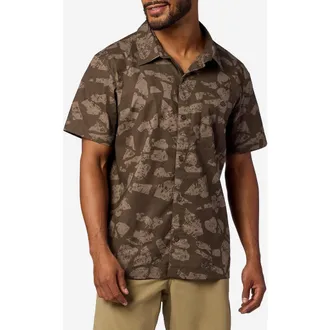 Marmot Cedrus Organic Cotton Blend Short Sleeve Button-Up Shirt in Hickory Nut Trecker at Nordstrom, Size Xx-Large
