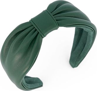 Alexandre de Paris Leather headband in Green at Nordstrom