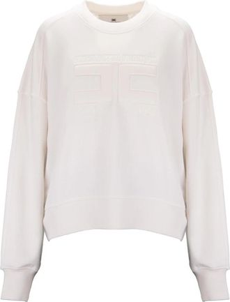 Elisabetta Franchi Sweatshirt - Dames - Sweatshirts - Wit - M - Katoen - Hoodies & sweatvesten