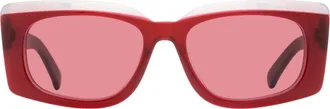 Ferragamo SF1079SLB Oversized Rectangular Sunglasses - Red