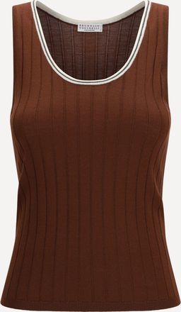 Brunello Cucinelli Top in jersey a coste Woman XS