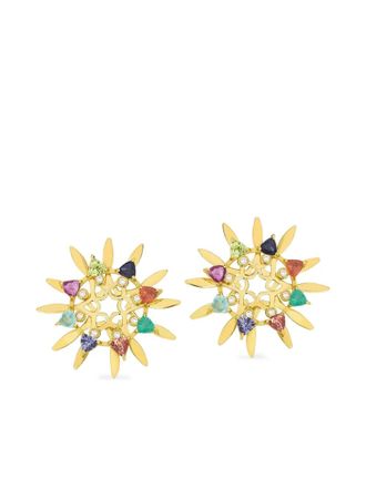 Carol Kauffmann 18K yellow gold Mandala multi-stone earrings - women - 18kt Yellow Gold/Stone/Diamond - One Size