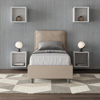 Les Tendances Les Tendances - Letto Singolo Contenitore Imbottito 80x190 Similpelle Tortora Antea