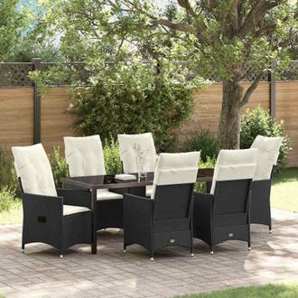 vidaXL Conjunto De Comedor De Jard&iacute;n 7 Pcs Negro Rat&aacute;n Sint&eacute;tico Vidaxl