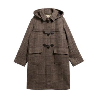Barbour Melody Check Wool Duffle Coat - Dames - Mantel - Bruin - M - Wol - Jassen
