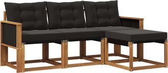 vidaXL Conjunto De Sof&aacute;s De Exterior 4 Uds. Natural Y Negro Vidaxl