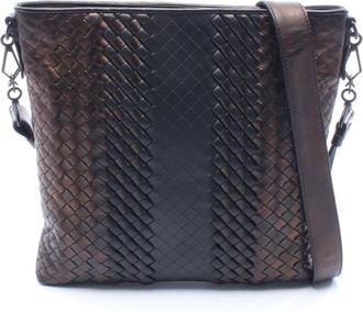 Bottega Veneta Intrecciato Black Brown Intrecciato Handbag Shoulder Bag (Pre-Owned)