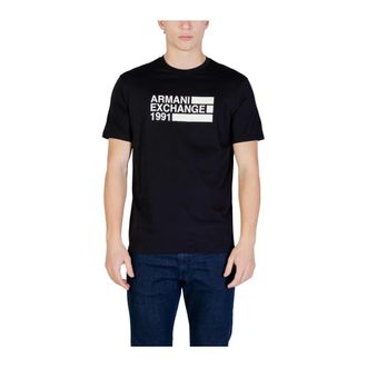 A|X Armani Exchange T-shirt met korte mouwen en ronde hals met print - Heren - T-shirts - Zwart - XS - Katoen - Tops
