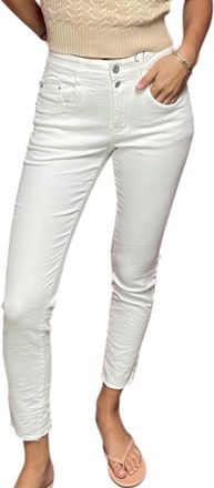 Bianco Summer Double Button High Waisted Skinny Jean In White