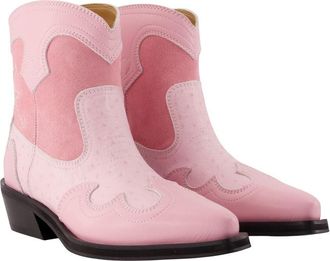 Ganni Womens Western-Style Synthetic Ankle Boot Pink