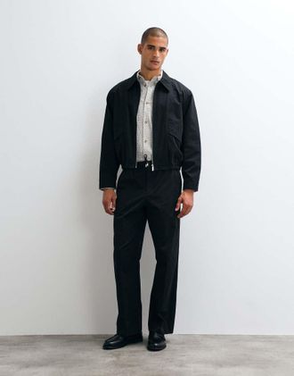 Asos Pantaloni eleganti ampi in cotone nero in coordinato