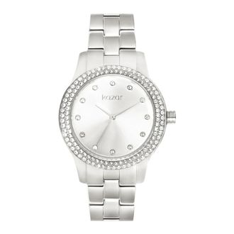Kazar Zilveren horloge versierd met kristallen - Dames - Horloges - Grijs - ONE Size - Accessoires