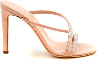 Giuseppe Zanotti Giuseppe Zanotti Womens Catrin Sandals Crystal Straps - Peach Suede - Size EU 37
